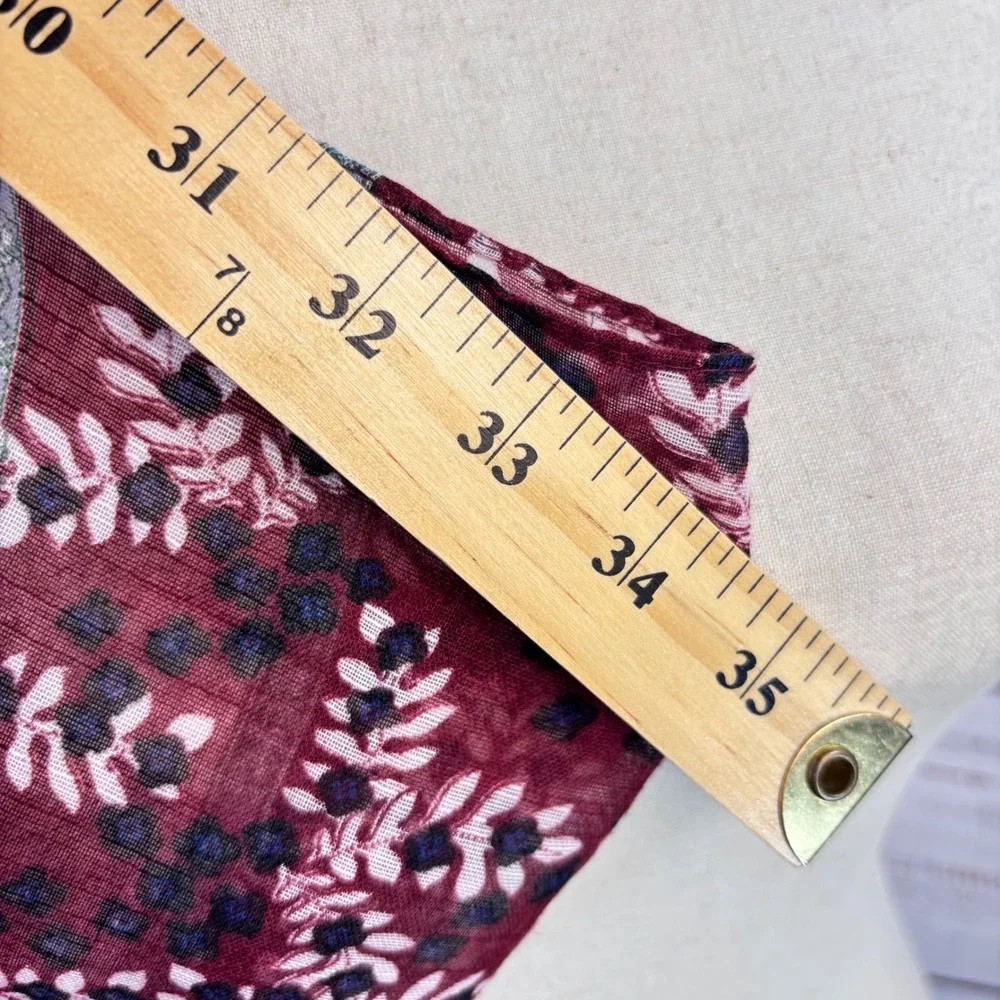 Cottagecore Boho Scarf Lulla Collection by Bindya OS Burgundy Floral Lightweight